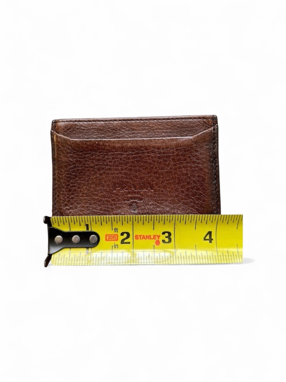 Prada Slim Minimalist Card Holder - Brown Leather